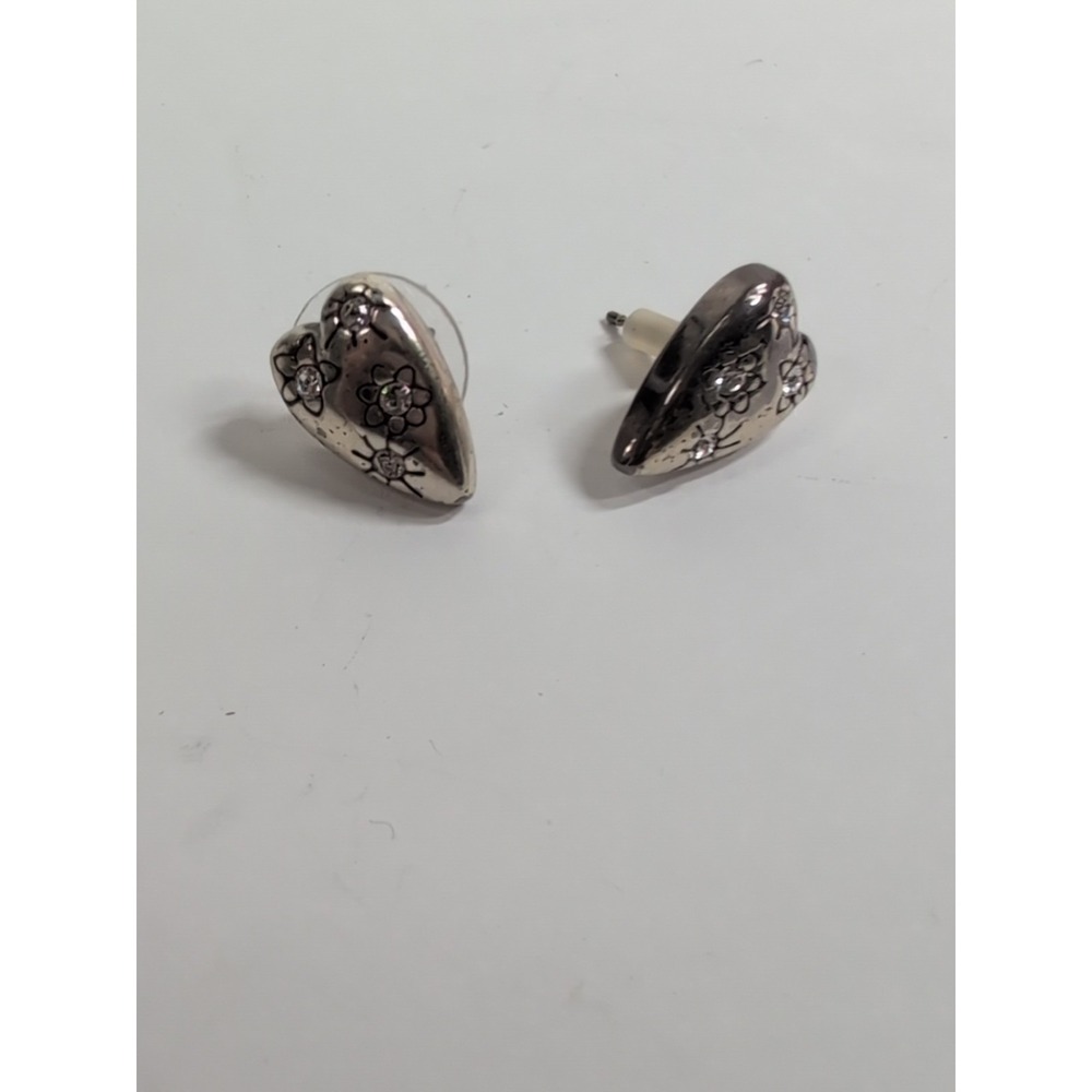 Brighton SPARKLING HEART Silver Crystal Stud Earrings